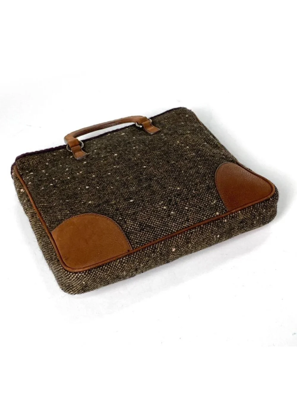 Prada Handbag 2-Way Rhinestone Fabric Brown